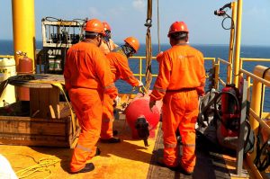 People working on a oil platform